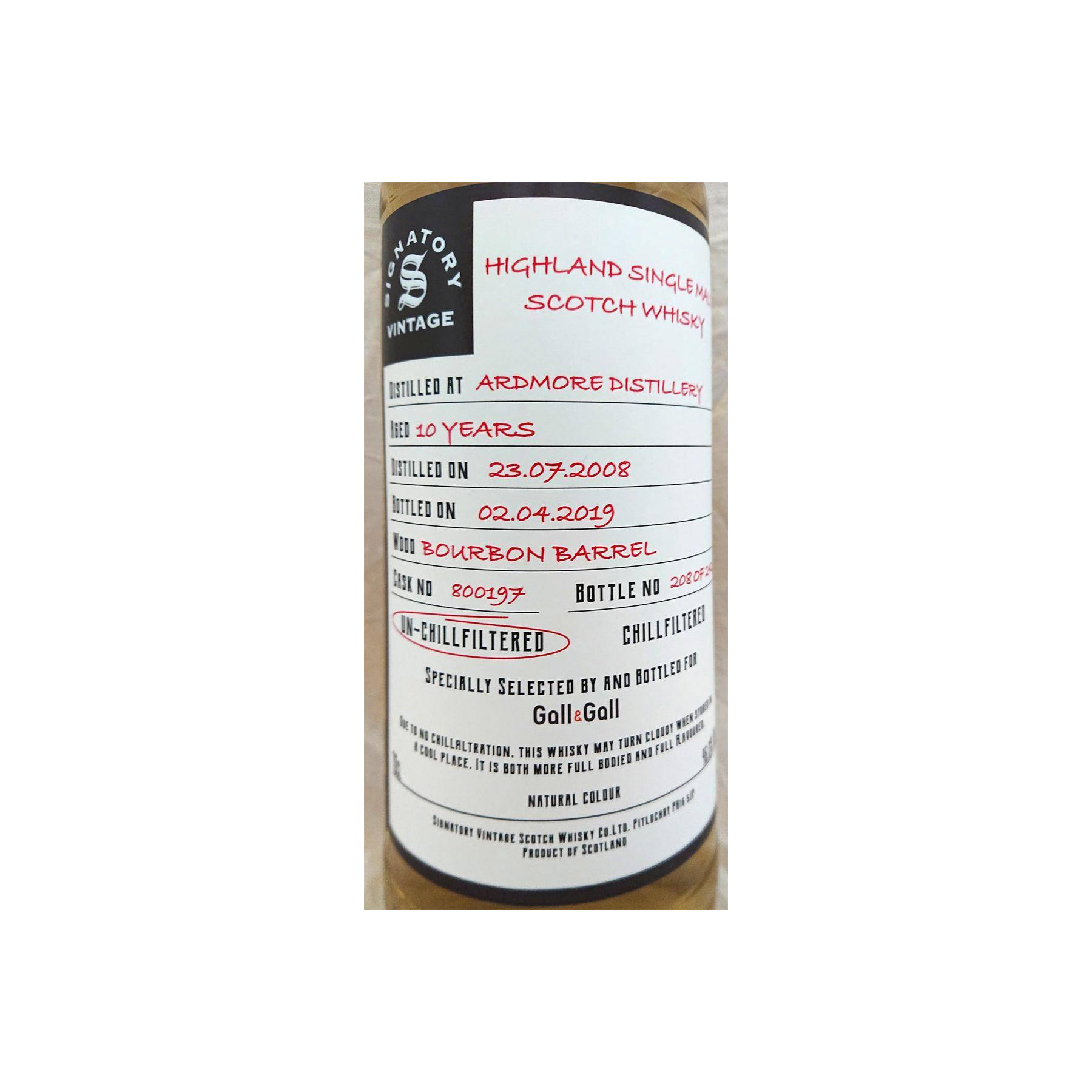 Ardmore The Un-Chillfiltered Collection 2008 10 Years Single Malt Whisky 2