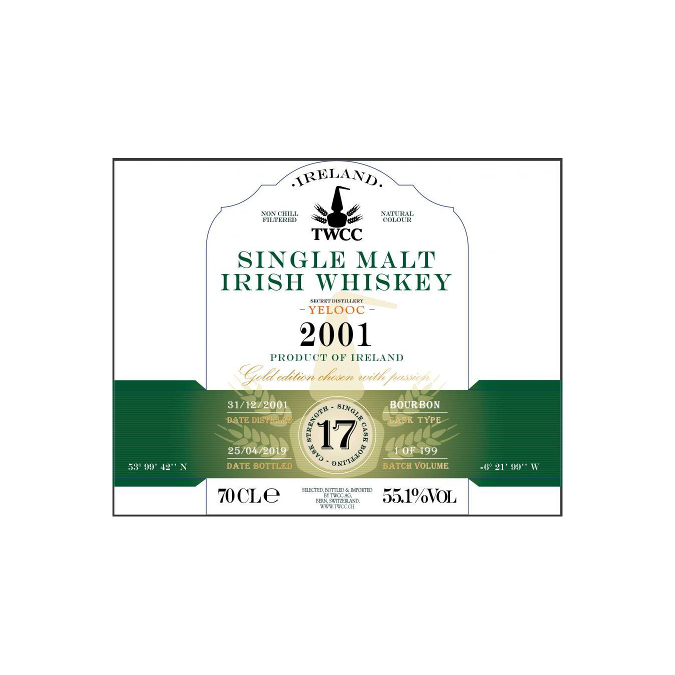 Single Malt Irish Whiskey 2001 - Yelooc TWCC 2