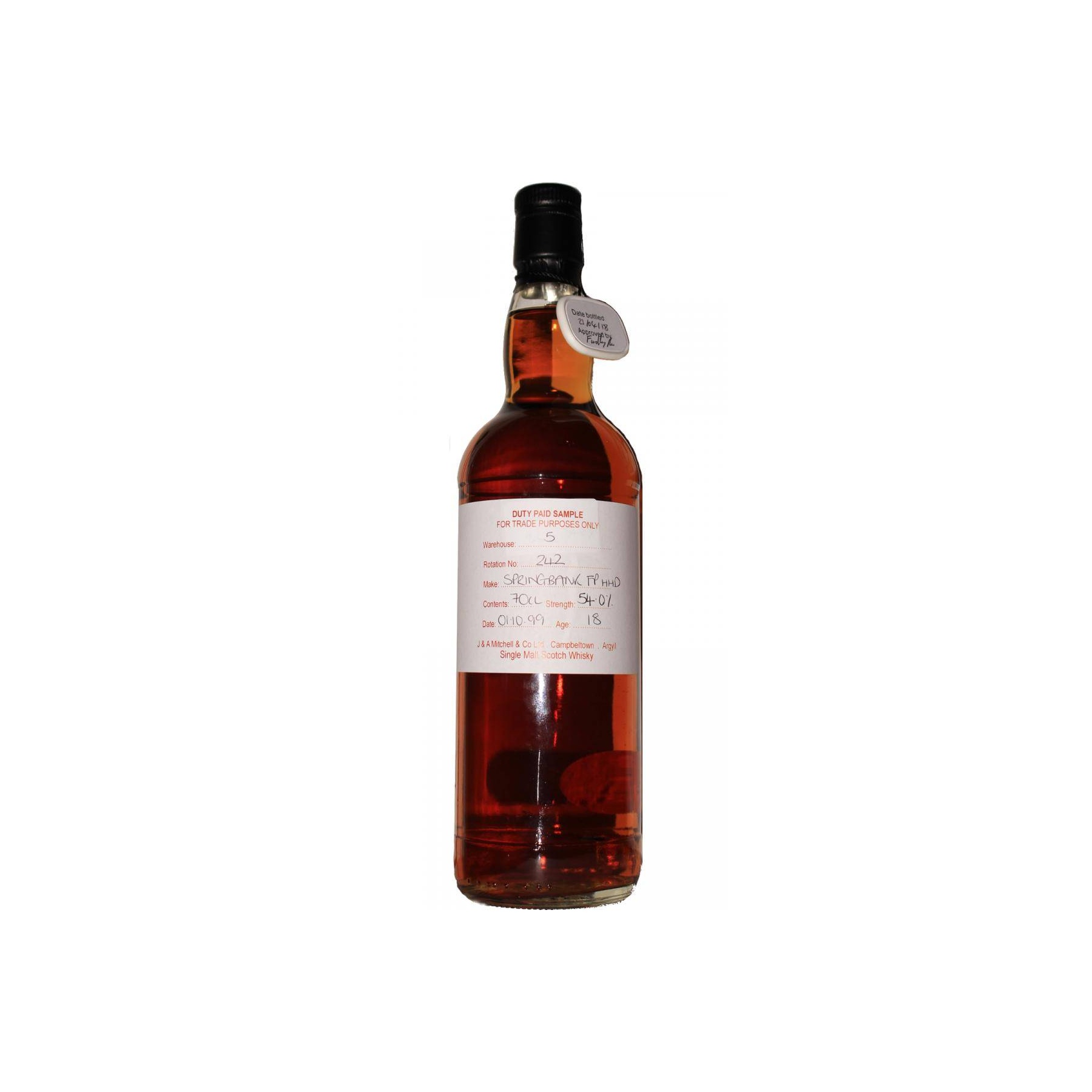 Springbank Duty Paid Sample - For Trade Purposes Only 1999 18 Years Single Malt Whisky