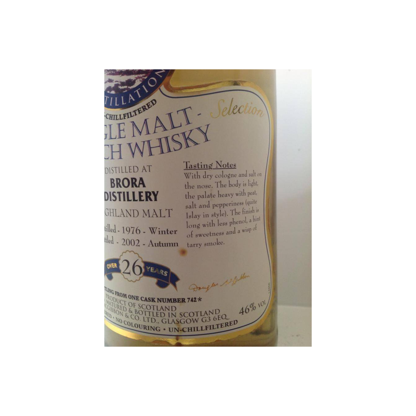 Brora McGibbon's Provenance 1976 26 Years Single Malt Whisky 3