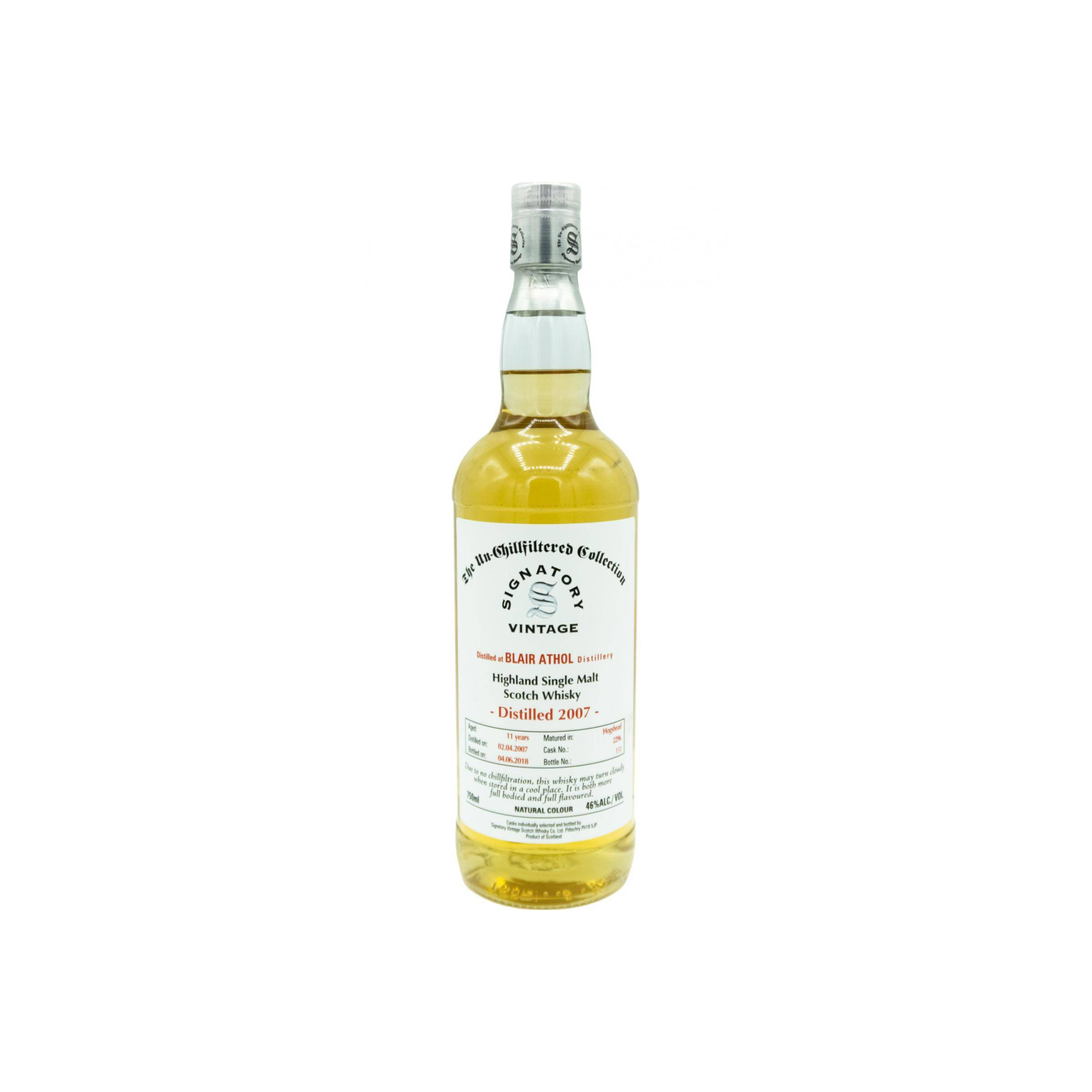 Blair Athol The Un-Chillfiltered Collection 2007 11 Years Single Malt Whisky