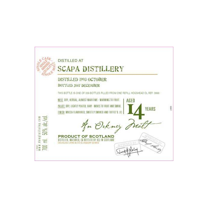 Scapa Old Malt Cask 1993 14 Years Single Malt Whisky