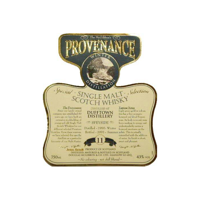 Dufftown McGibbon's Provenance 1990 11 Years Single Malt Whisky