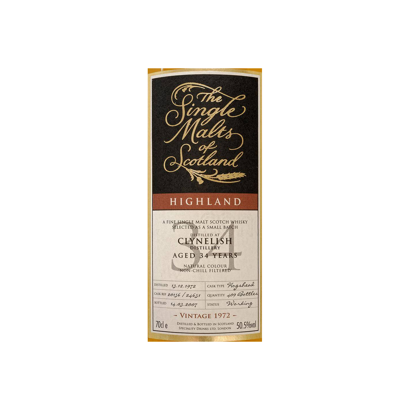 Clynelish The Single Malts of Scotland 1972 34 Years Single Malt Whisky 3