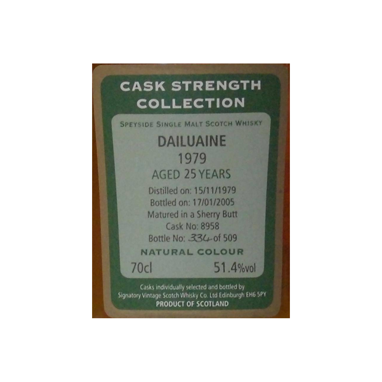 Dailuaine Cask Strength Collection 1979 25 Years Single Malt Whisky 2