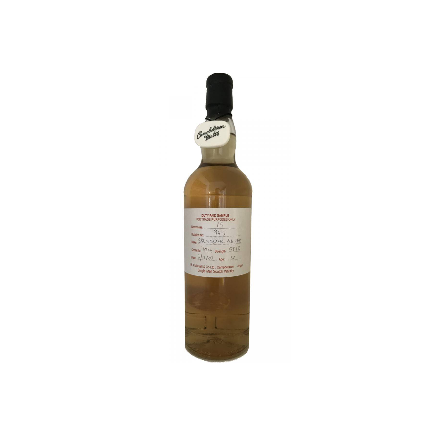 Springbank Duty Paid Sample - For Trade Purposes Only 2007 10 Years Single Malt Whisky 2