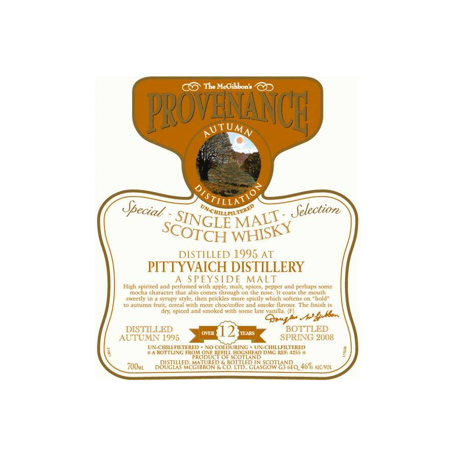 Pittyvaich McGibbon's Provenance 1995 12 Years Single Malt Whisky