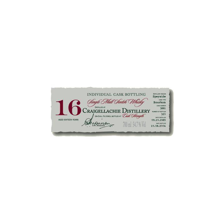 Craigellachie Individual Cask Bottling 1989 16 Years Single Malt Whisky