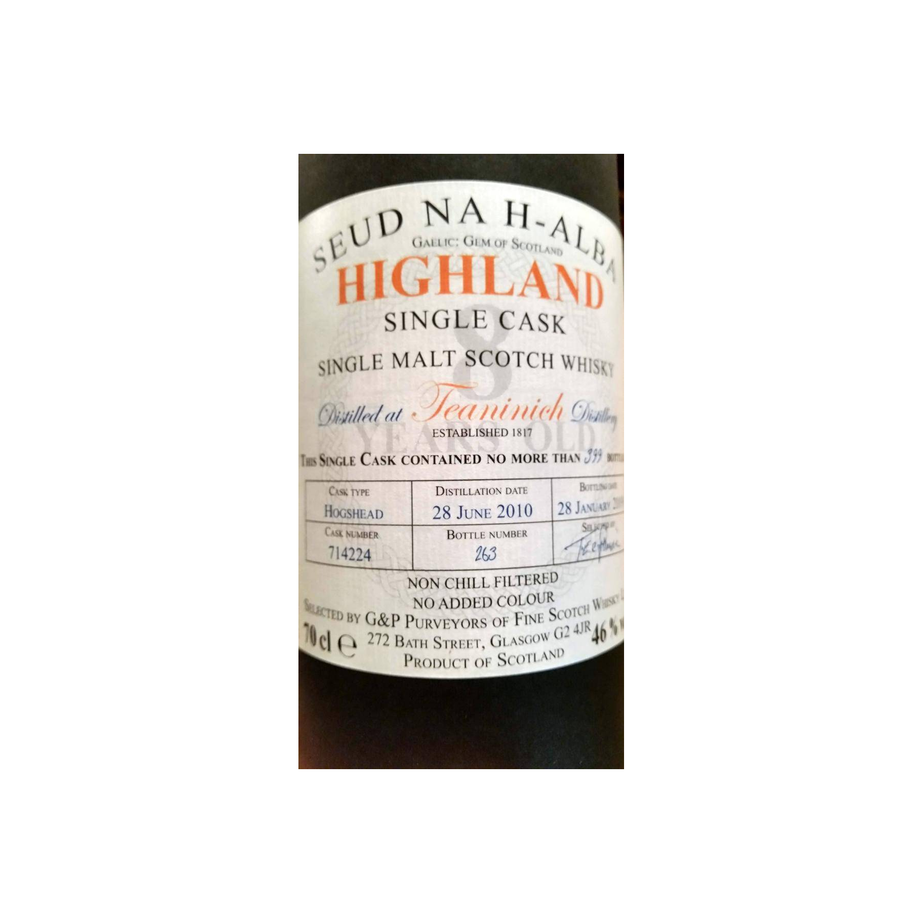 Teaninich 2010 8 Years Single Malt Whisky
