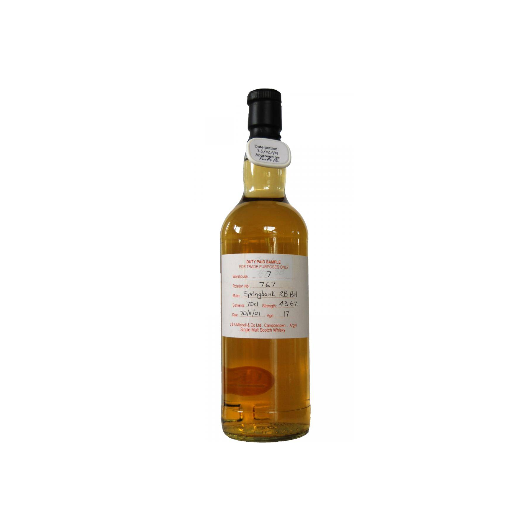 Springbank Duty Paid Sample - For Trade Purposes Only 2001 17 Years Single Malt Whisky