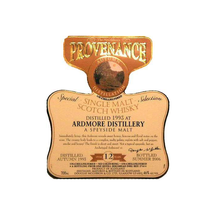 Ardmore McGibbon's Provenance 1993 12 Years Single Malt Whisky