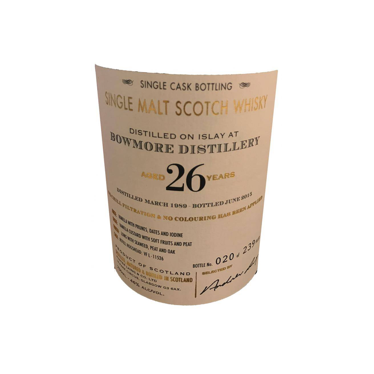 Bowmore 26 Years Single Malt Whisky