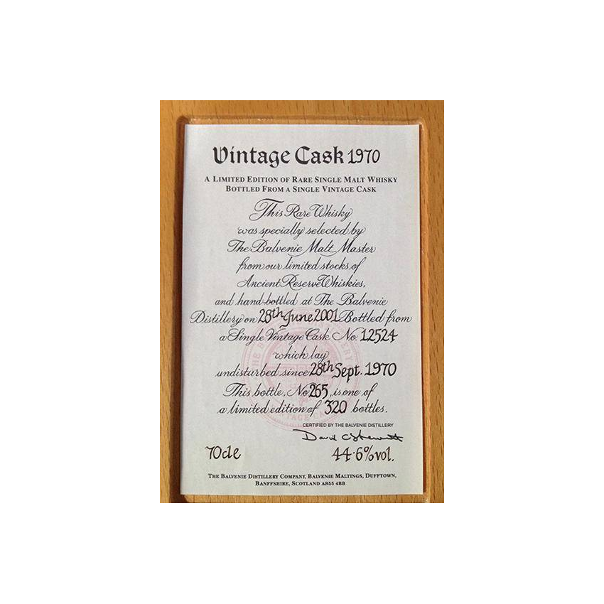 The Balvenie 1970 30 Years Single Malt Whisky 2