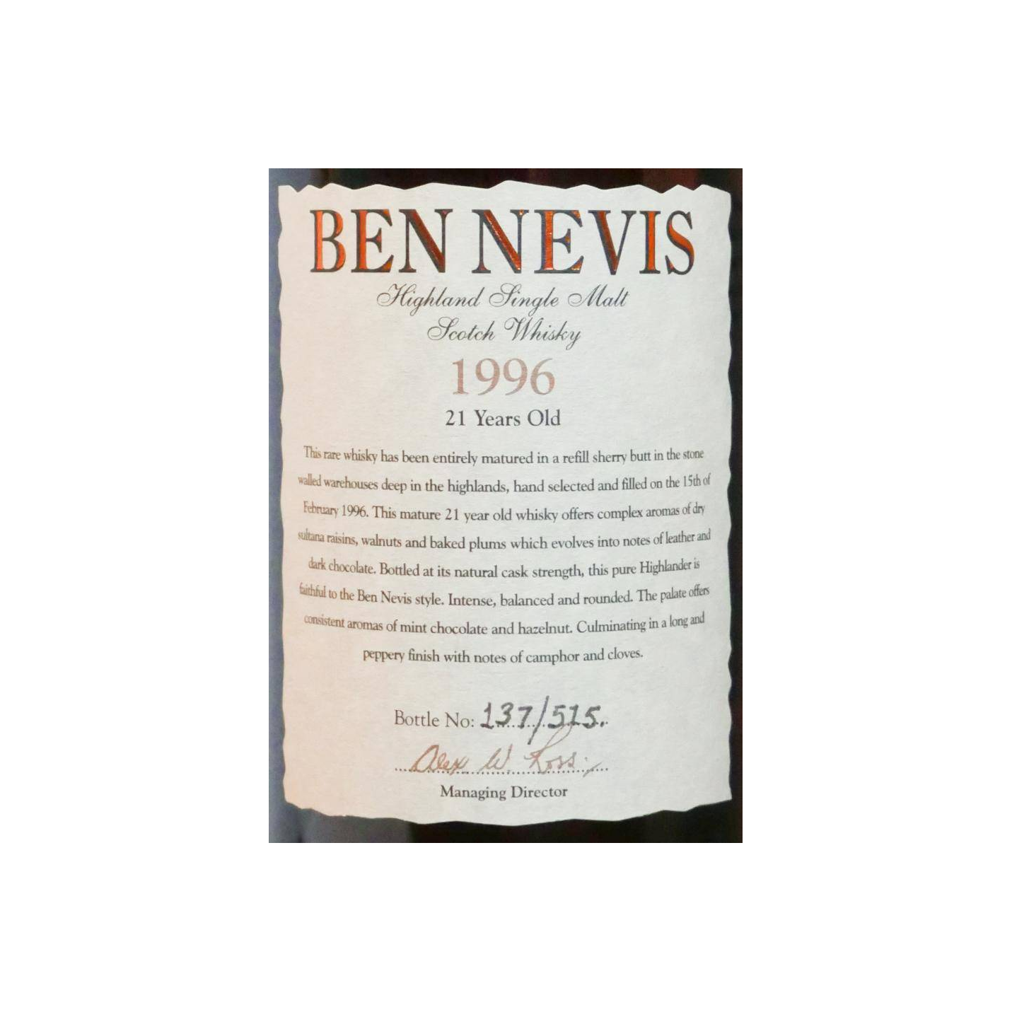 Ben Nevis Single Cask 1996 21 Years Single Malt Whisky 3