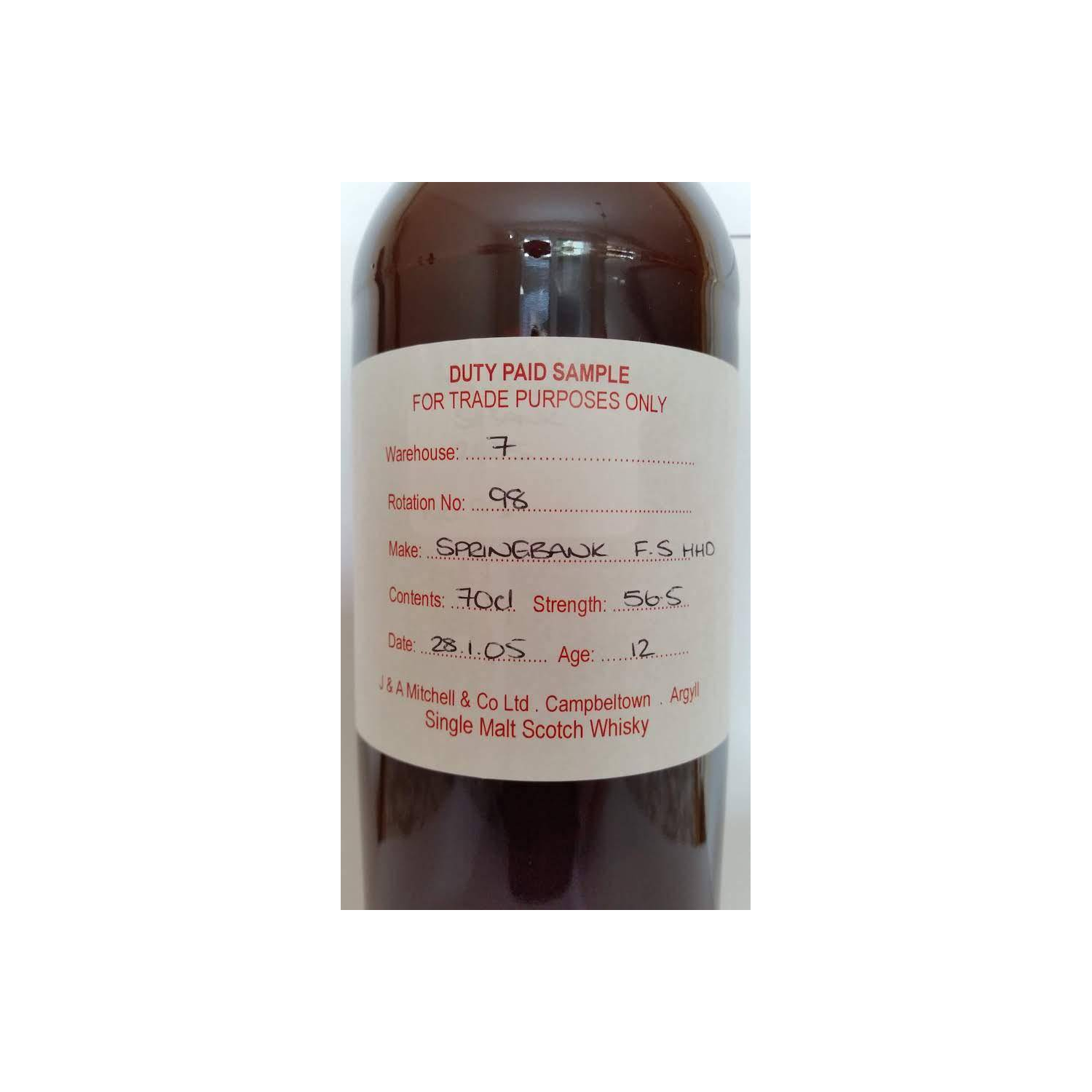 Springbank Duty Paid Sample - For Trade Purposes Only 2005 12 Years Single Malt Whisky 2