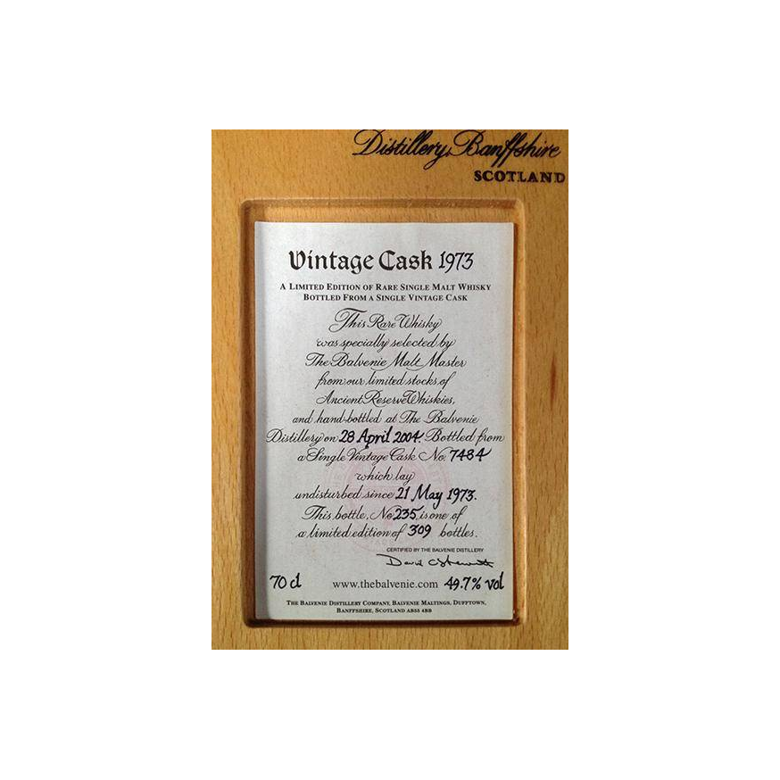 The Balvenie 1973 30 Years Single Malt Whisky 2