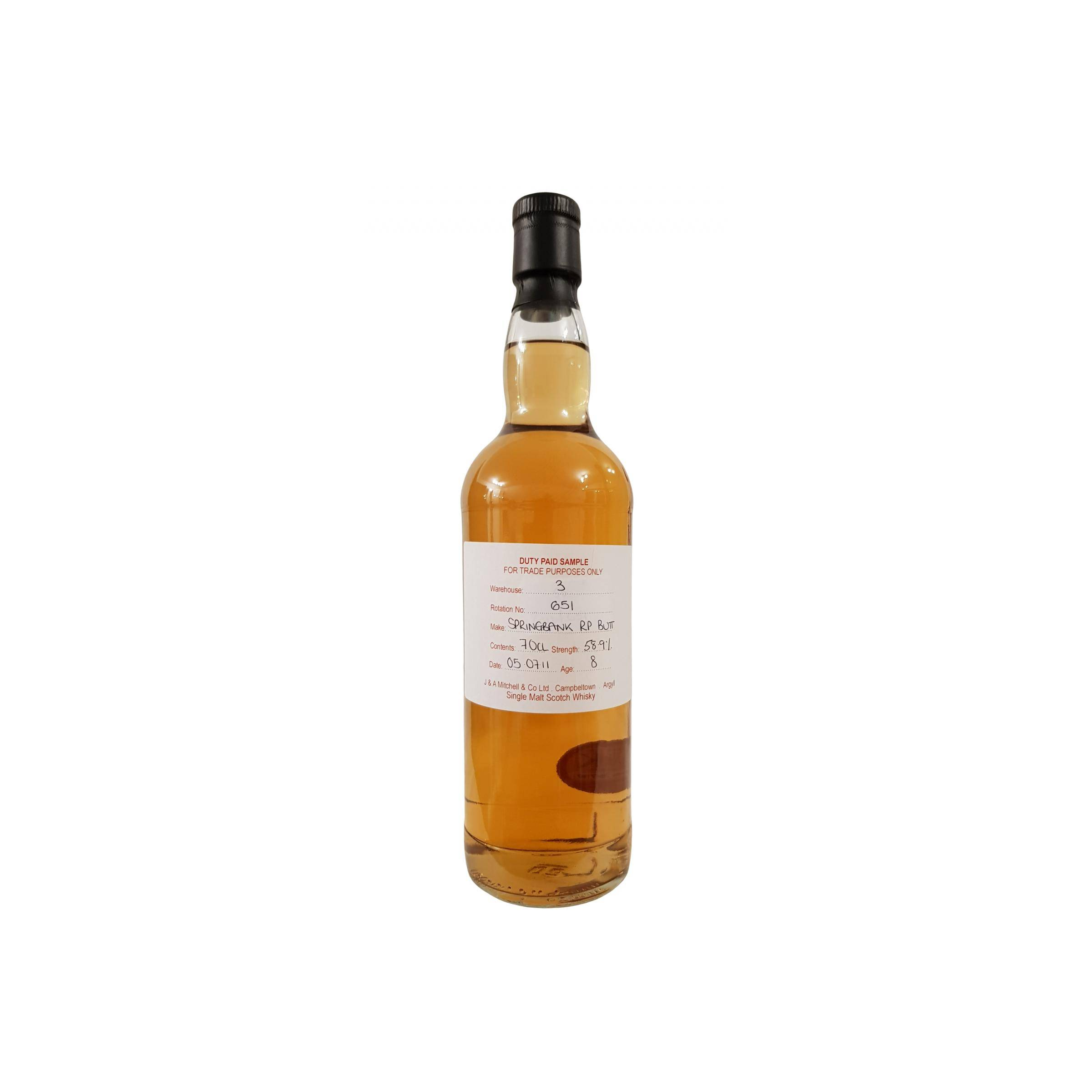Springbank Duty Paid Sample - For Trade Purposes Only 2011 8 Years Single Malt Whisky