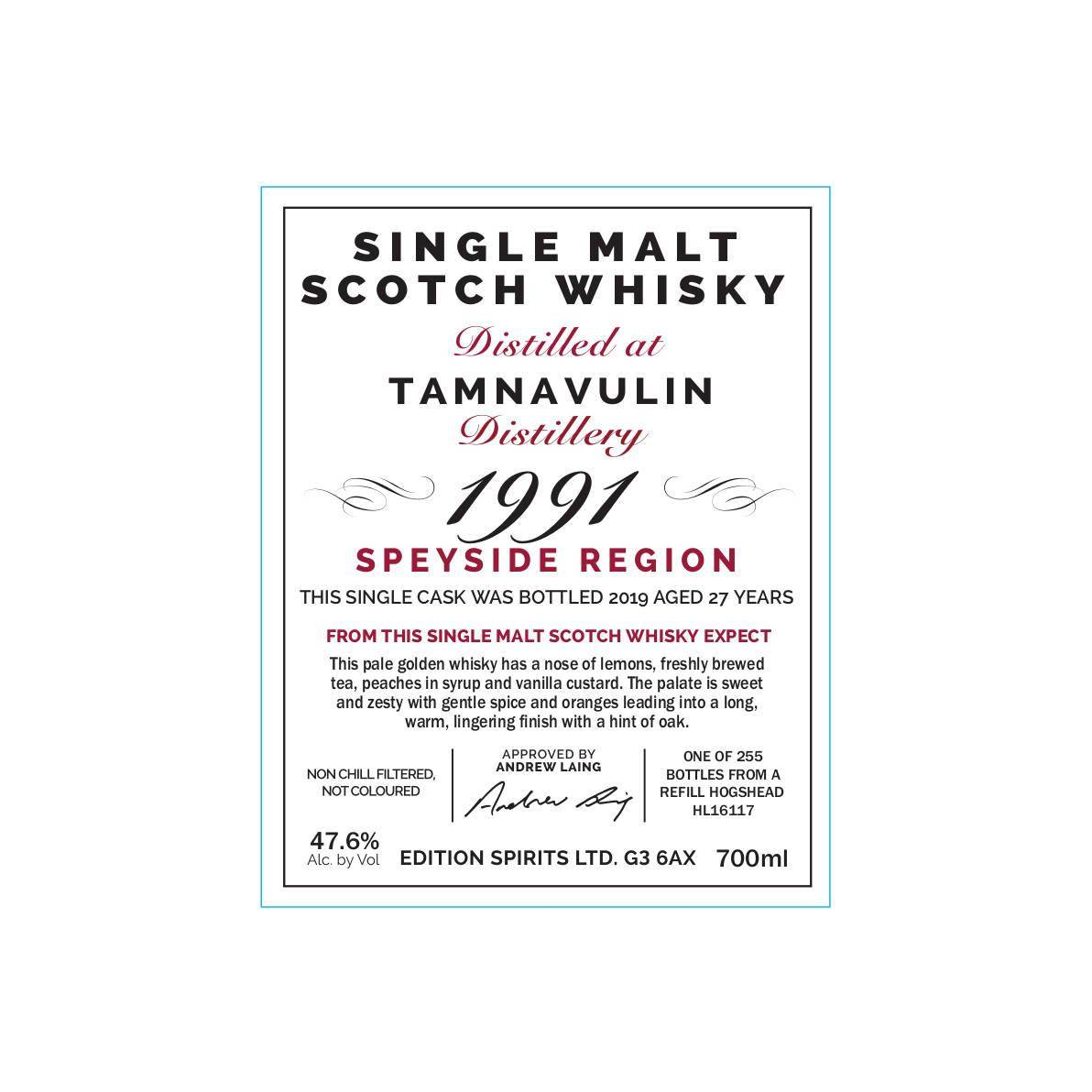 Tamnavulin The First Editions 1991 27 Years Single Malt Whisky 3