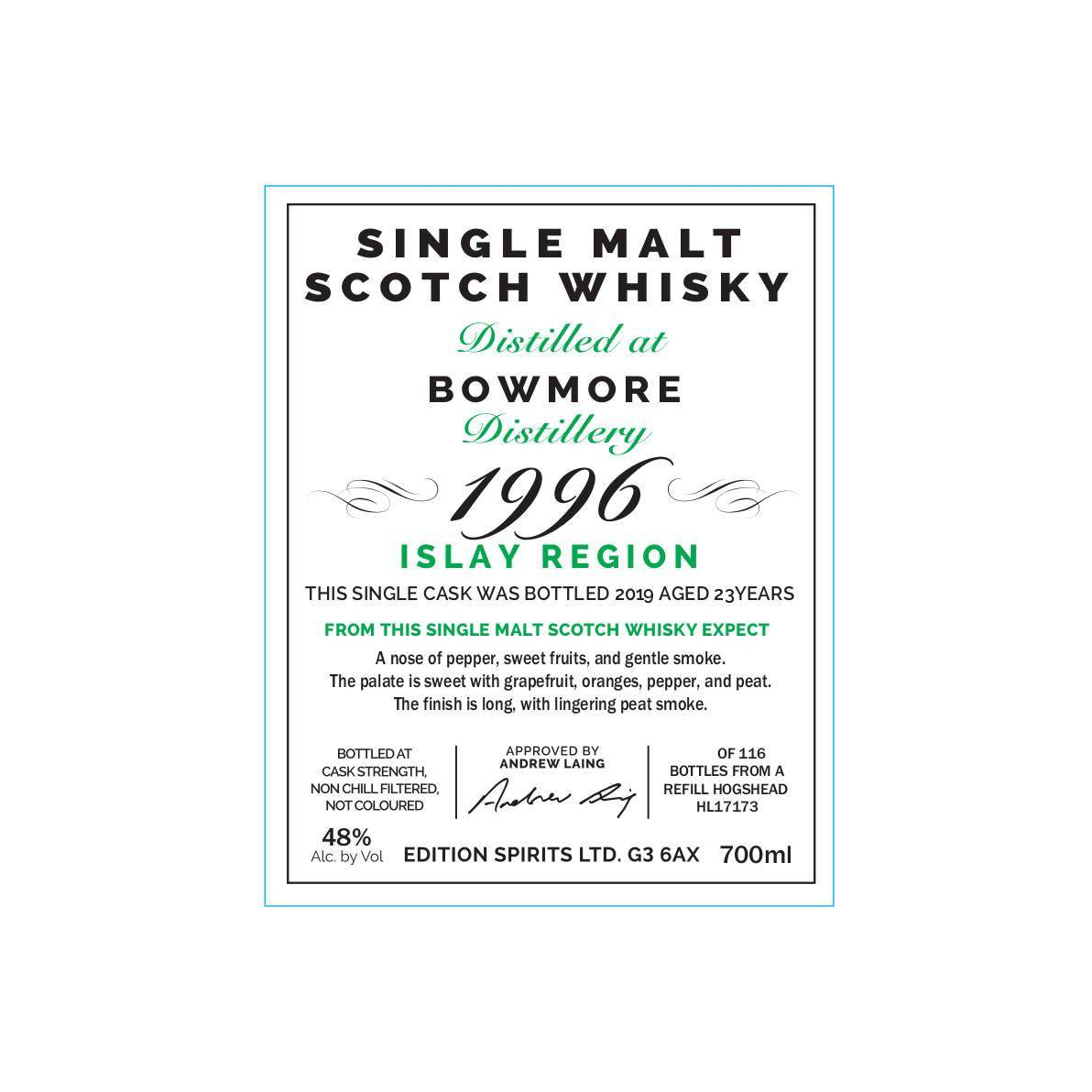 Bowmore The First Editions 1996 23 Years Single Malt Whisky 2
