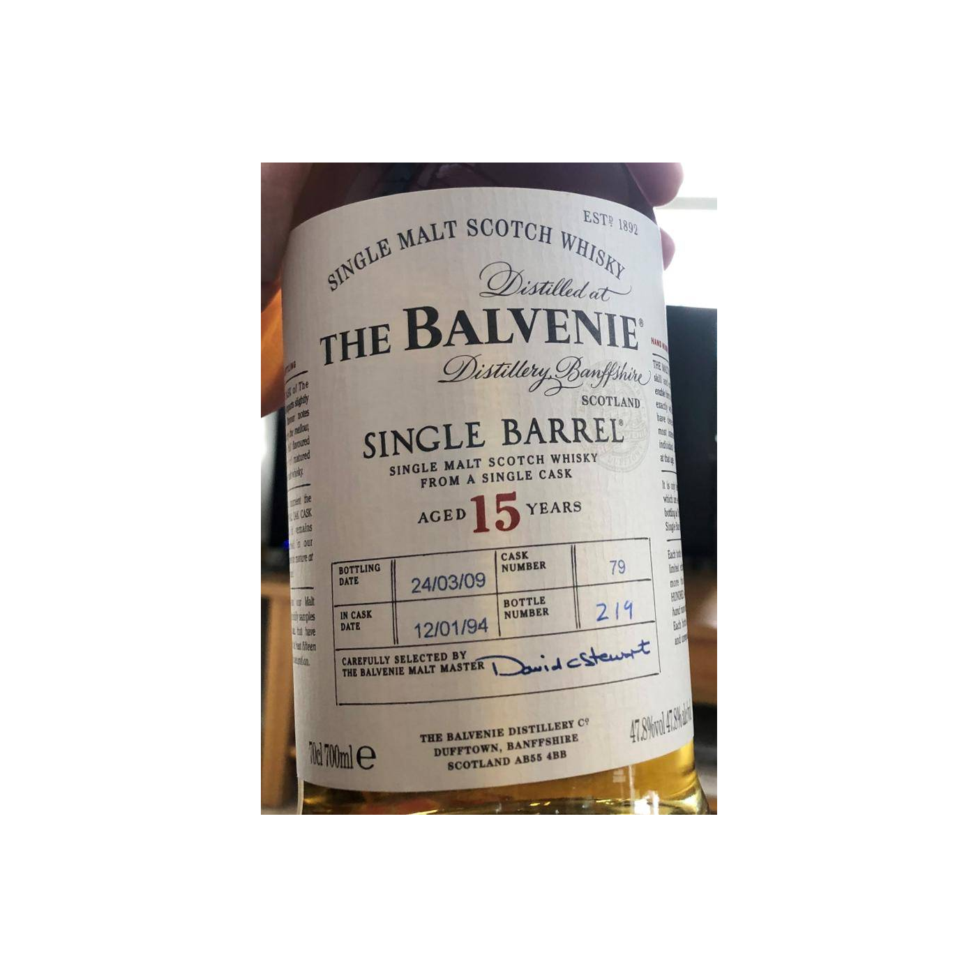 The Balvenie Single Cask 1994 15 Years Single Malt Whisky