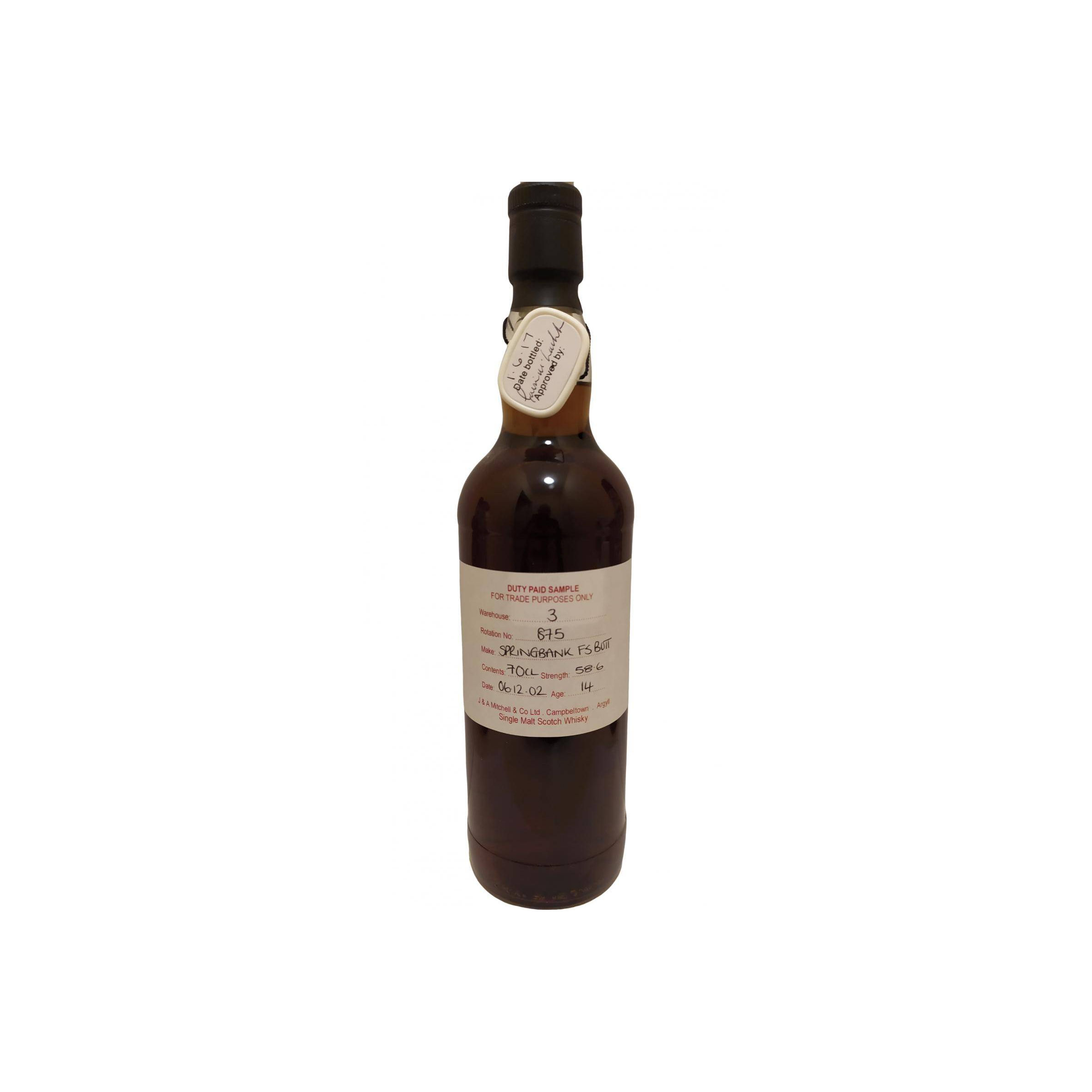 Springbank Duty Paid Sample - For Trade Purposes Only 2002 14 Years Single Malt Whisky