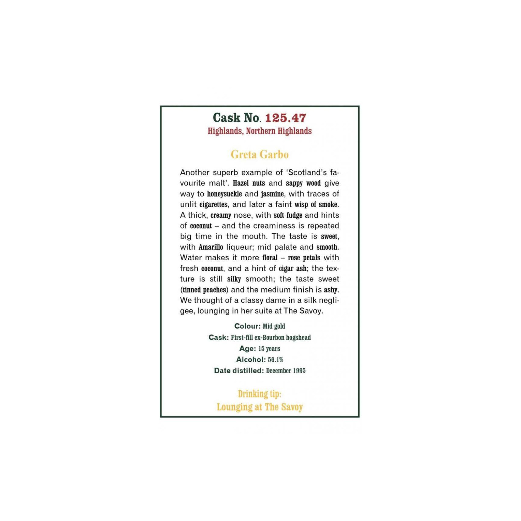 The Scotch Malt Whisky Society 1995 15 Years Single Malt Whisky