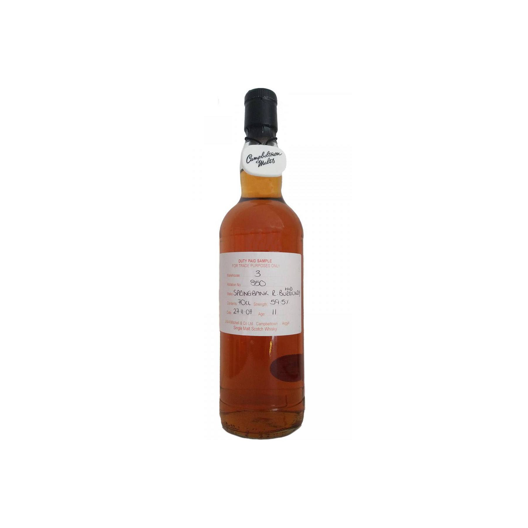 Springbank Duty Paid Sample - For Trade Purposes Only 2007 11 Years Single Malt Whisky