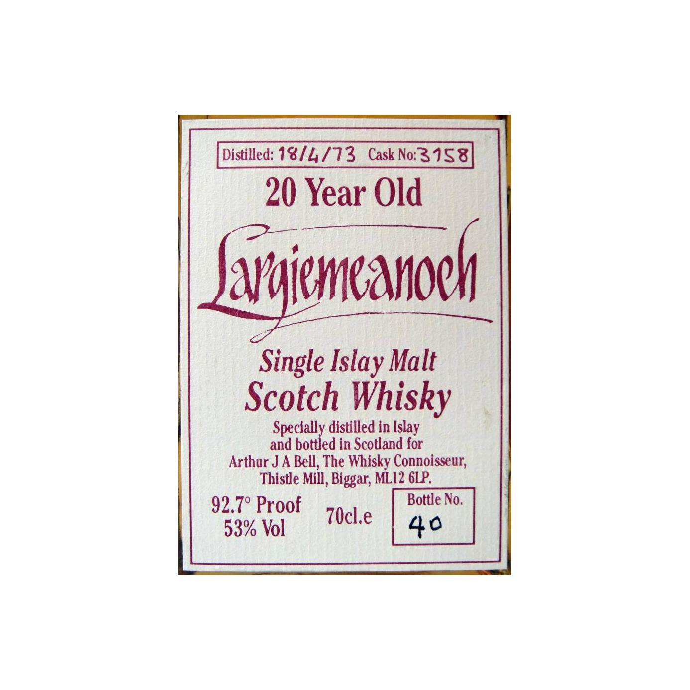Bowmore 1973 20 Years Single Malt Whisky 2