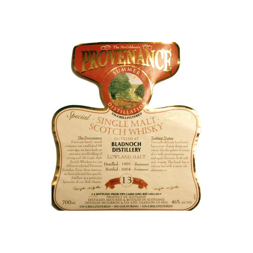 Bladnoch McGibbon's Provenance 1991 13 Years Single Malt Whisky