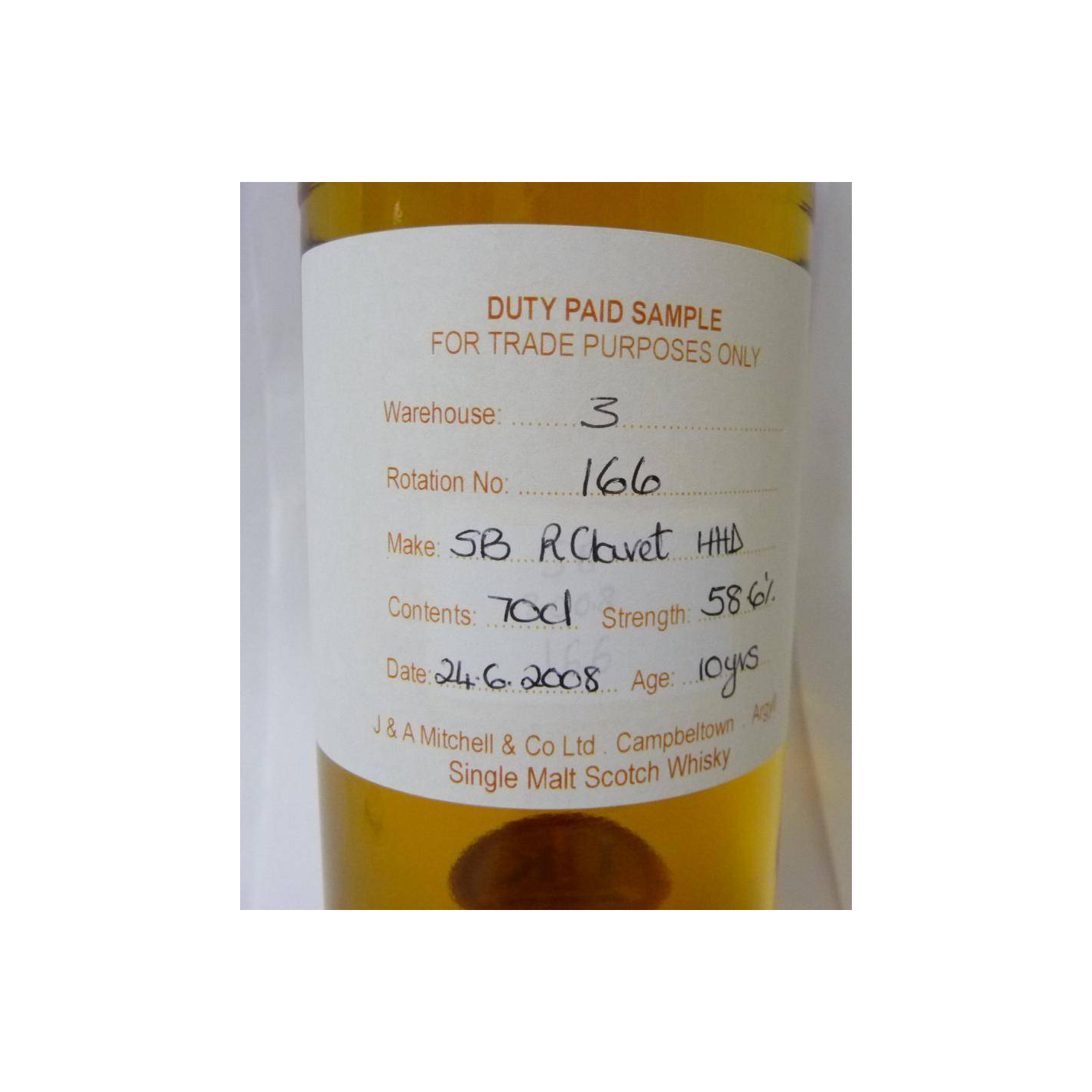 Springbank Duty Paid Sample - For Trade Purposes Only 2008 10 Years Single Malt Whisky 2