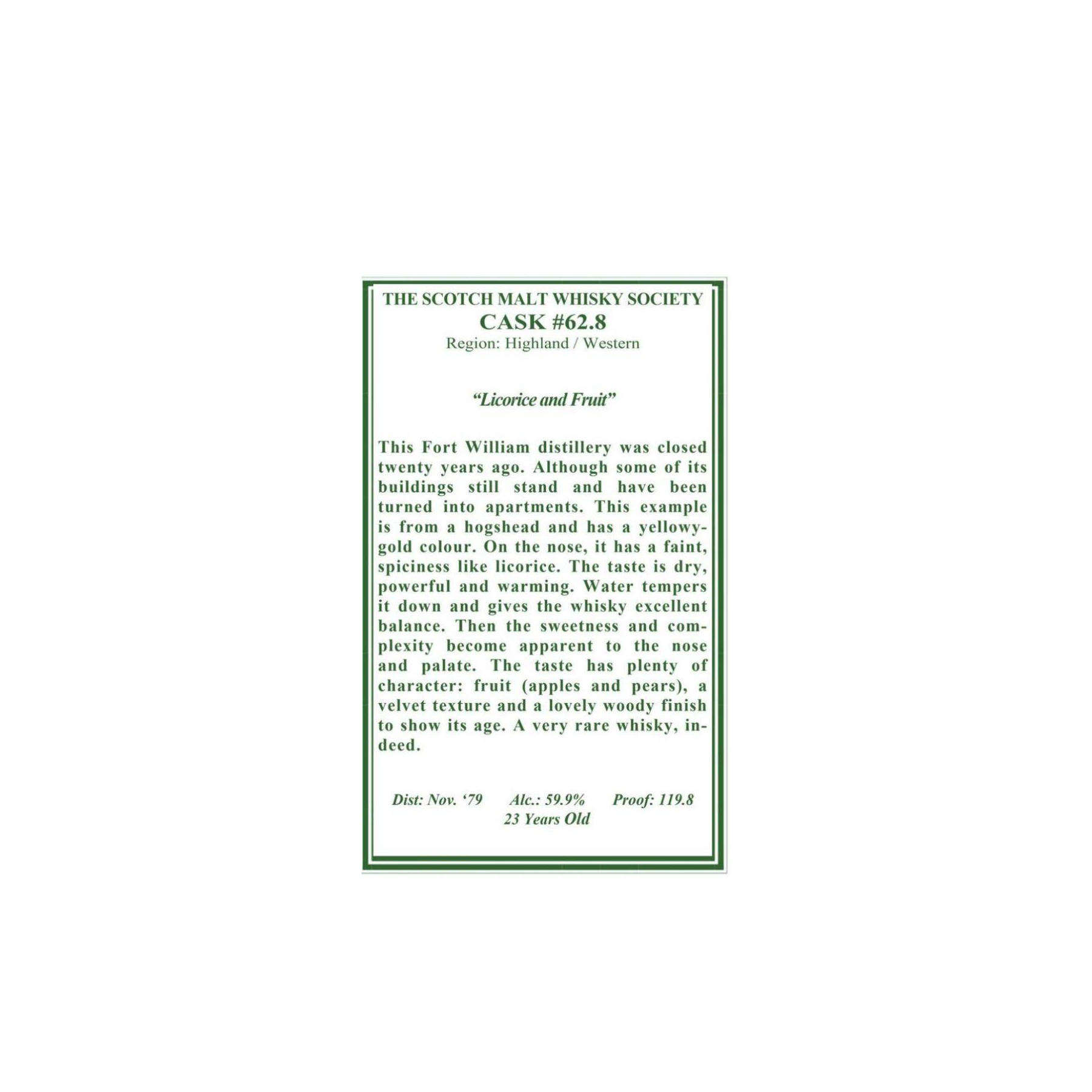 The Scotch Malt Whisky Society 1979 23 Years Single Malt Whisky