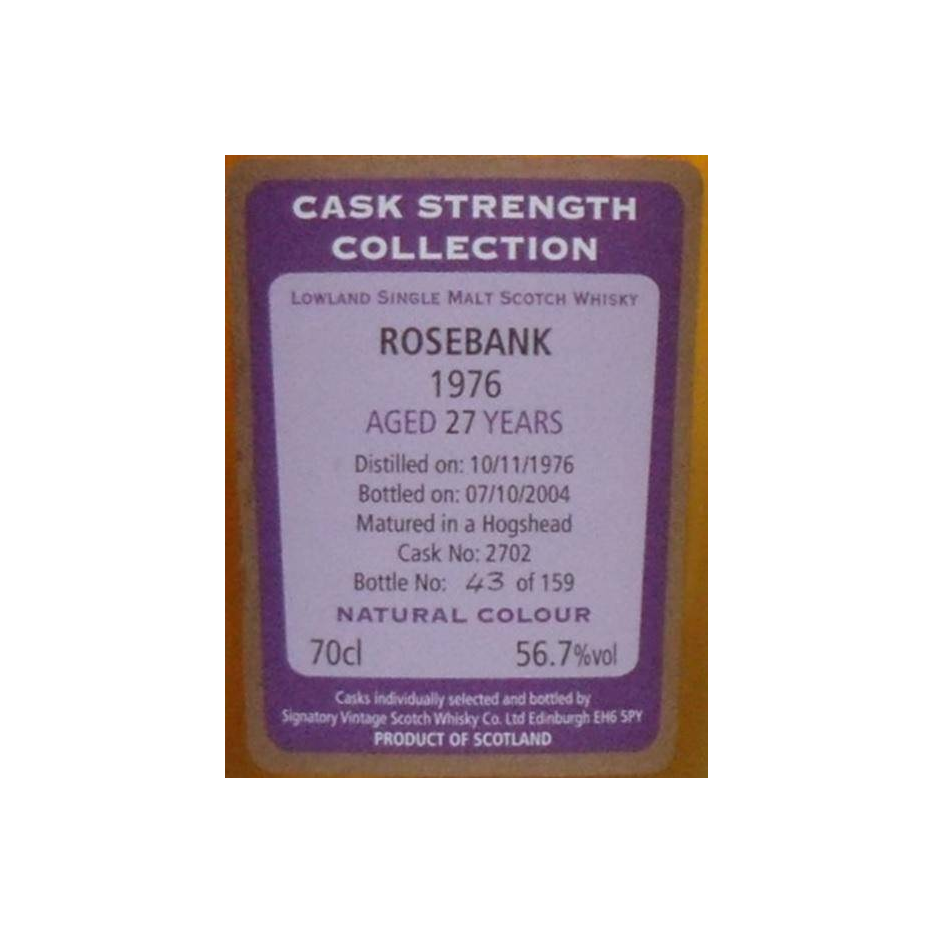 Rosebank Cask Strength Collection 1976 27 Years Single Malt Whisky 2