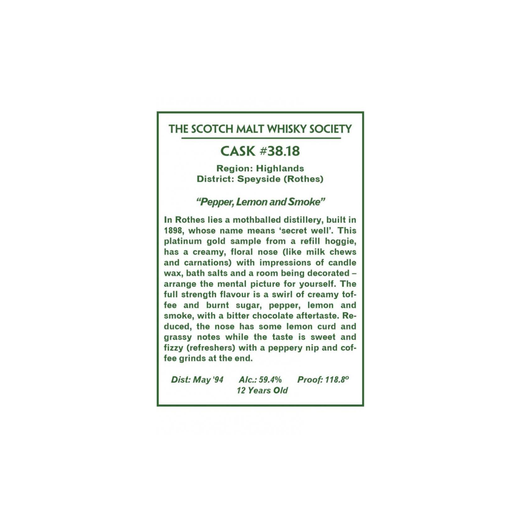 The Scotch Malt Whisky Society 1994 12 Years Single Malt Whisky 2