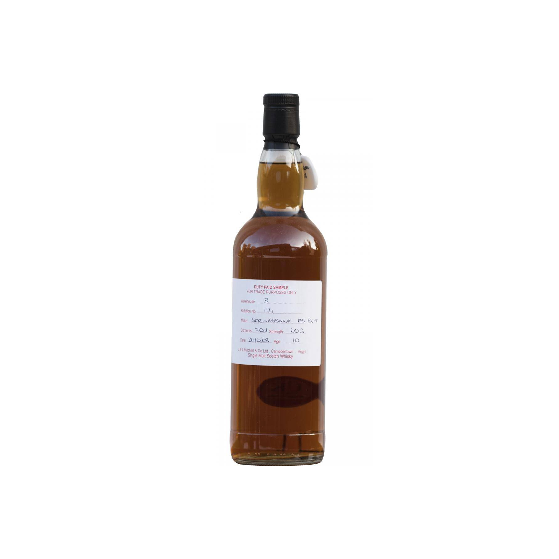 Springbank Duty Paid Sample - For Trade Purposes Only 2008 10 Years Single Malt Whisky