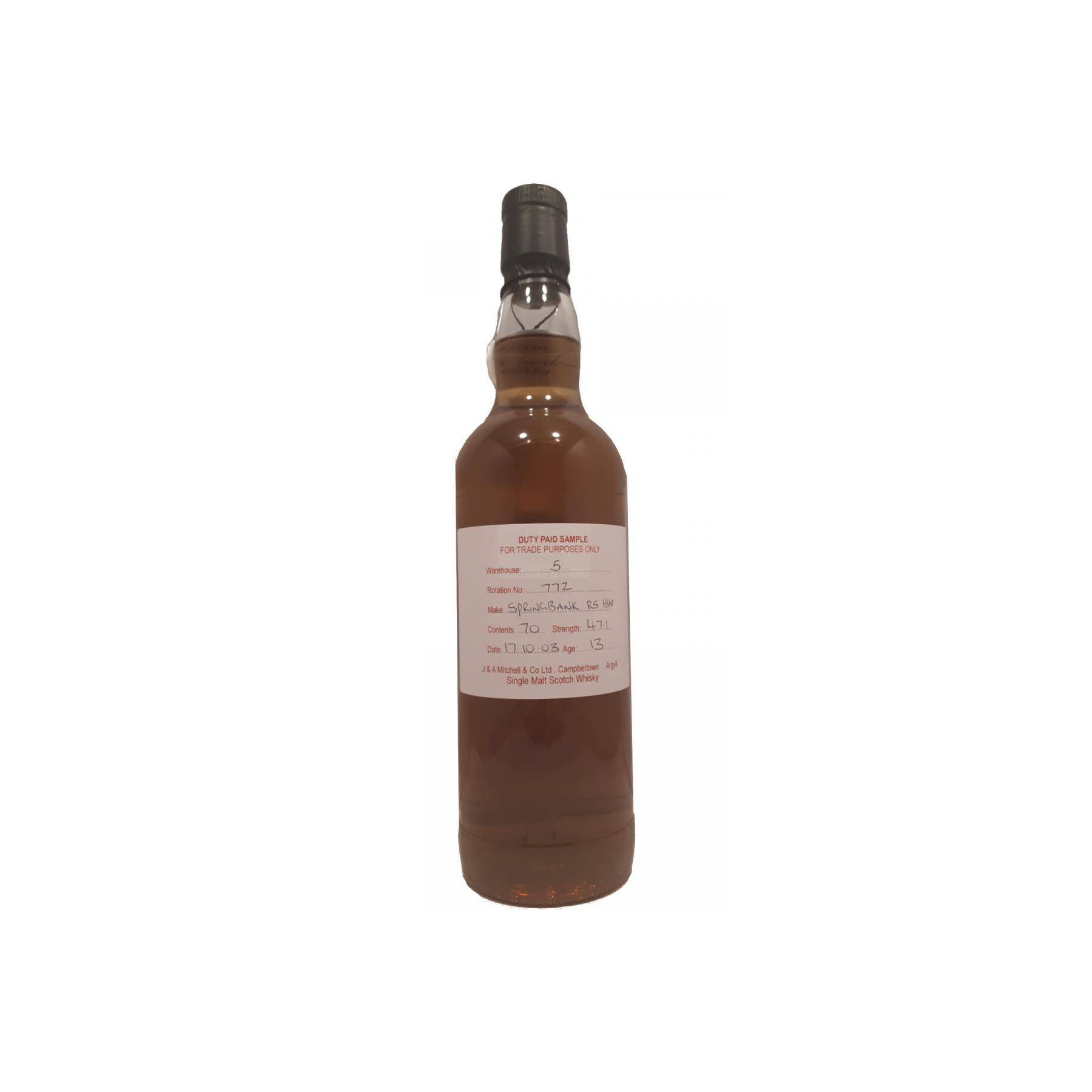 Springbank Duty Paid Sample - For Trade Purposes Only 2003 13 Years Single Malt Whisky