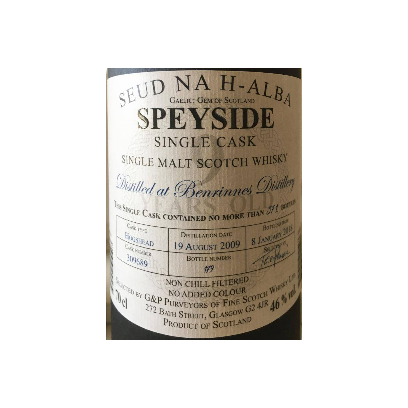 Benrinnes 2009 9 Years Single Malt Whisky