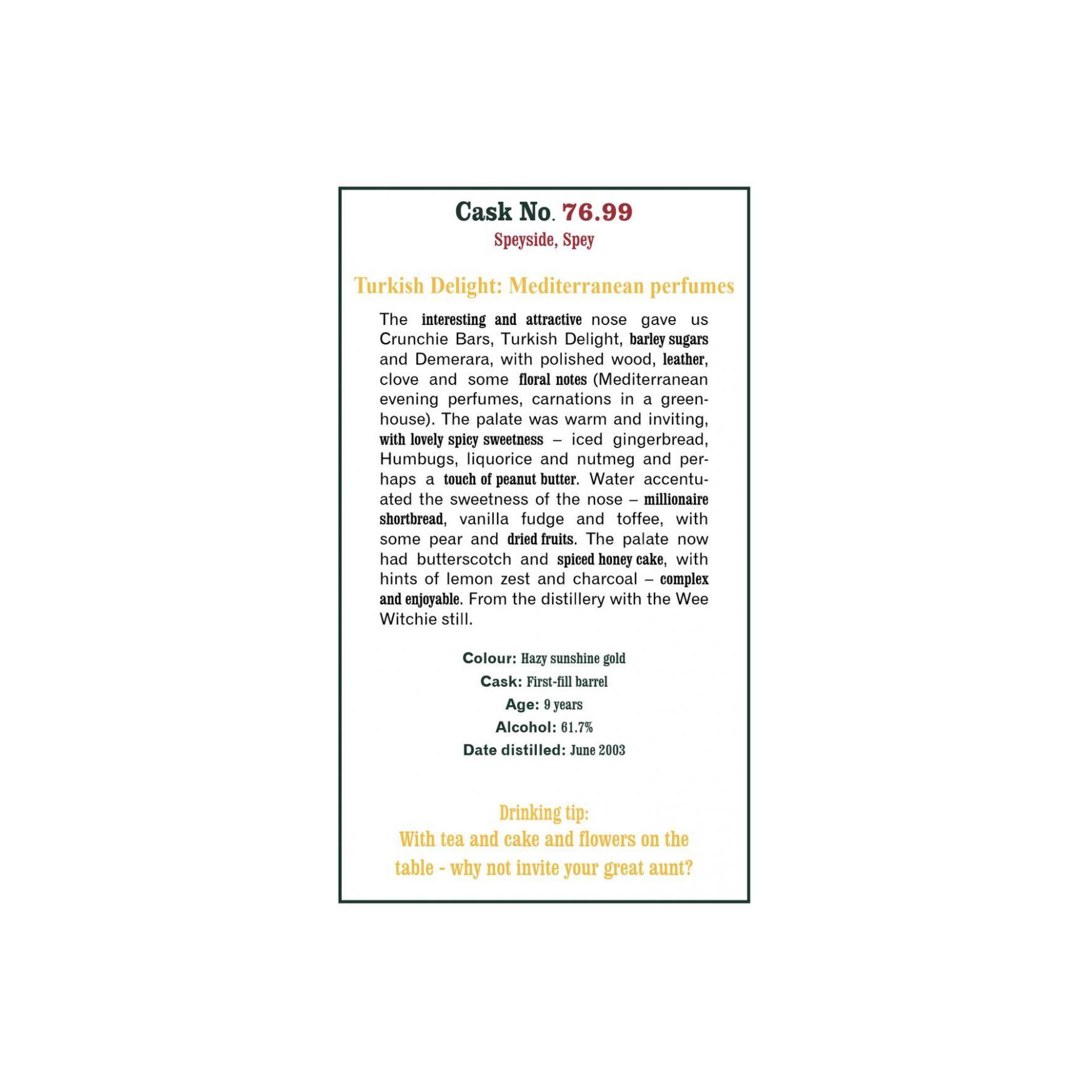 The Scotch Malt Whisky Society 2003 9 Years Single Malt Whisky