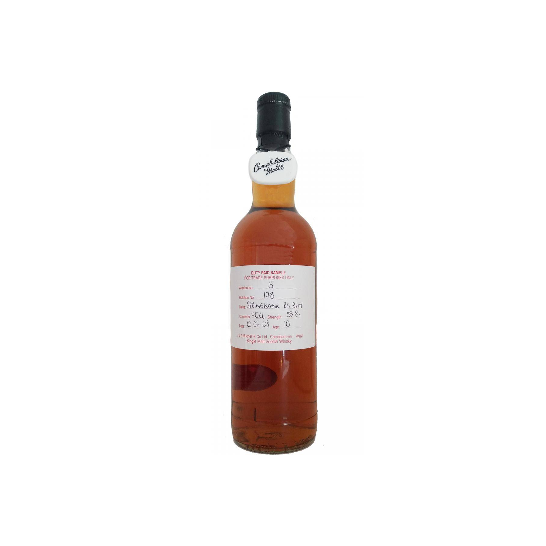 Springbank Duty Paid Sample - For Trade Purposes Only 2008 10 Years Single Malt Whisky