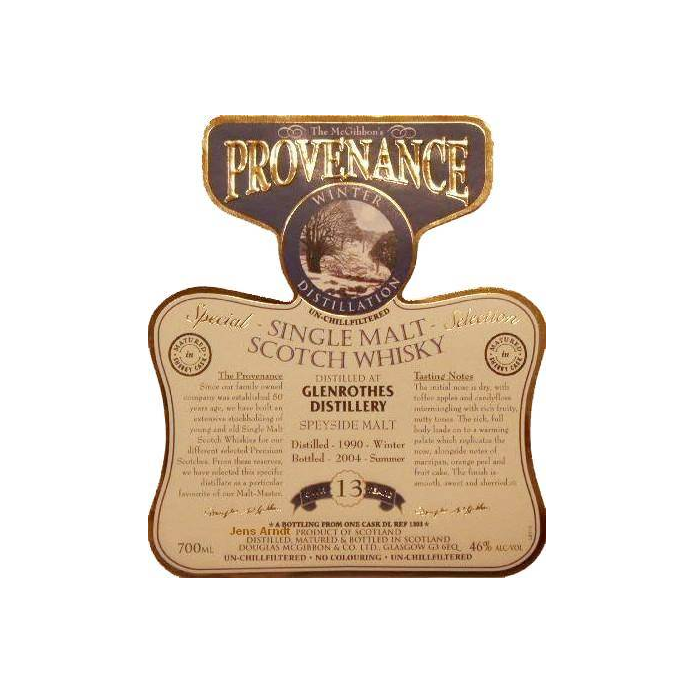 The Glenrothes McGibbon's Provenance 1990 13 Years Single Malt Whisky
