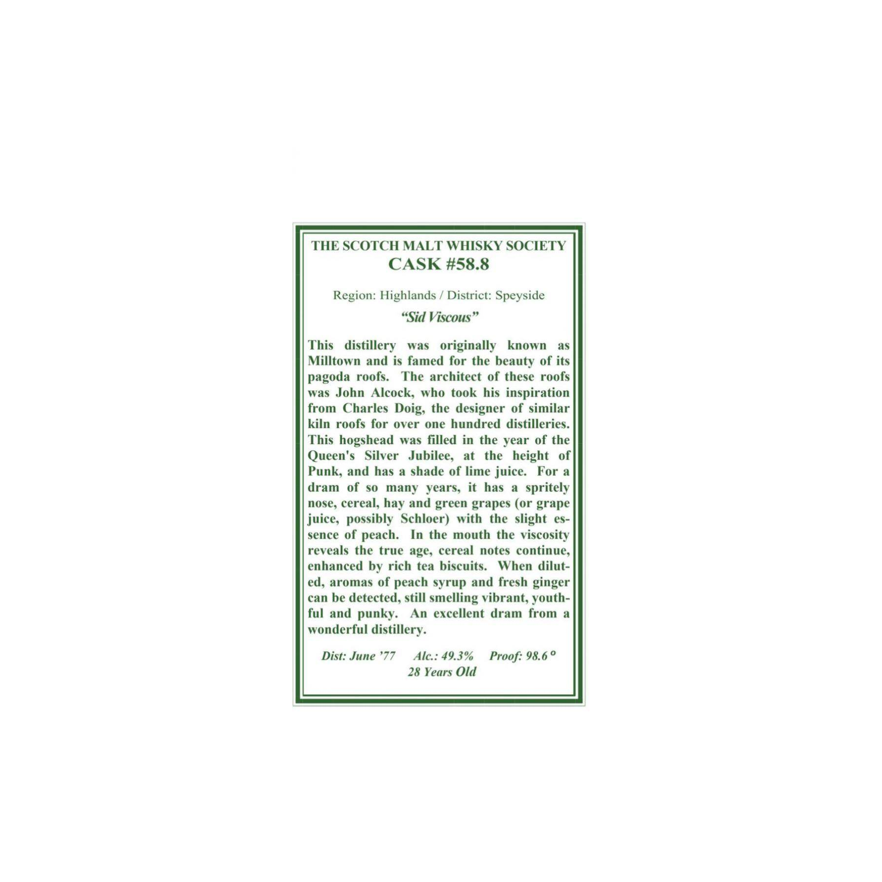 The Scotch Malt Whisky Society 1977 28 Years Single Malt Whisky