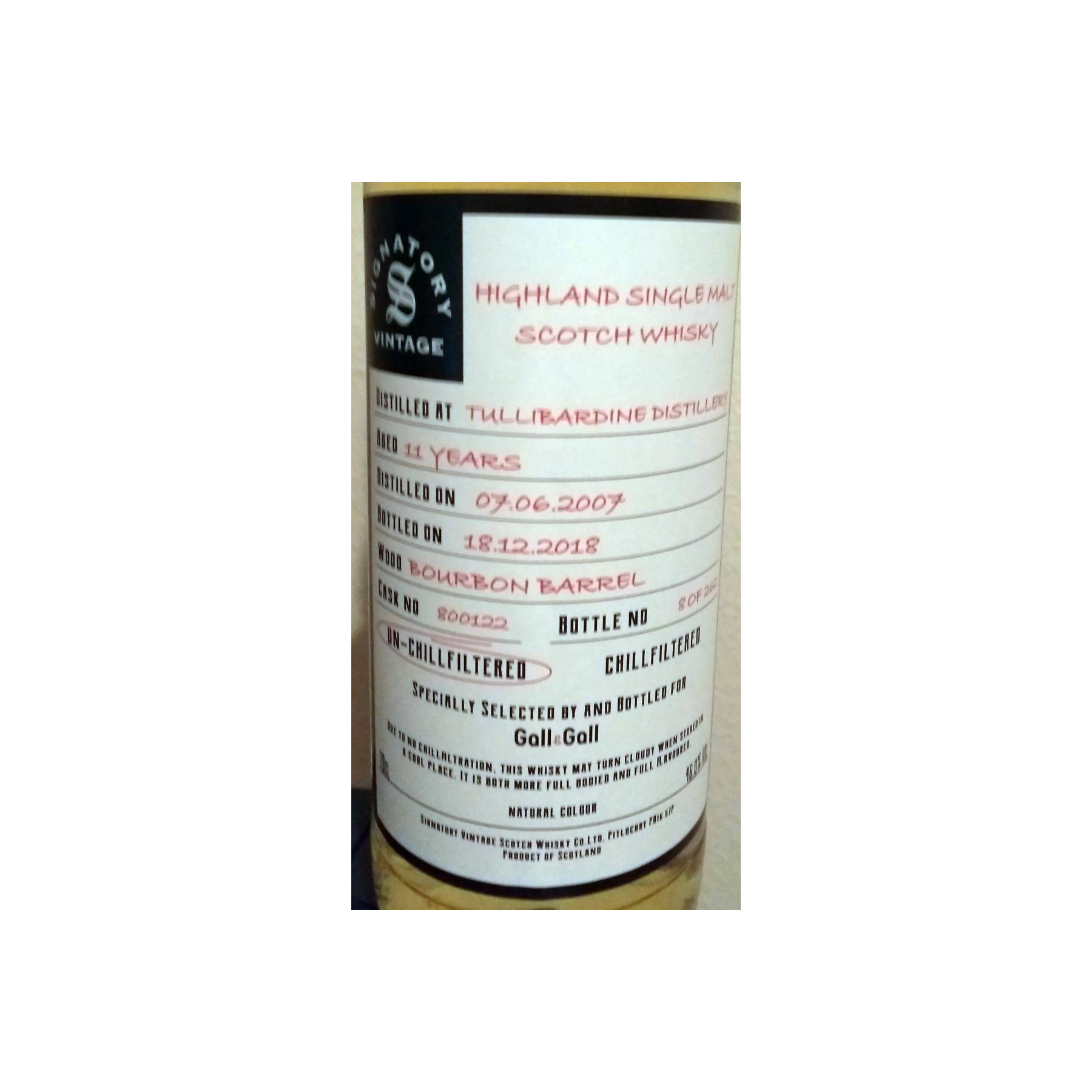 Tullibardine The Un-Chillfiltered Collection 2007 11 Years Single Malt Whisky 2