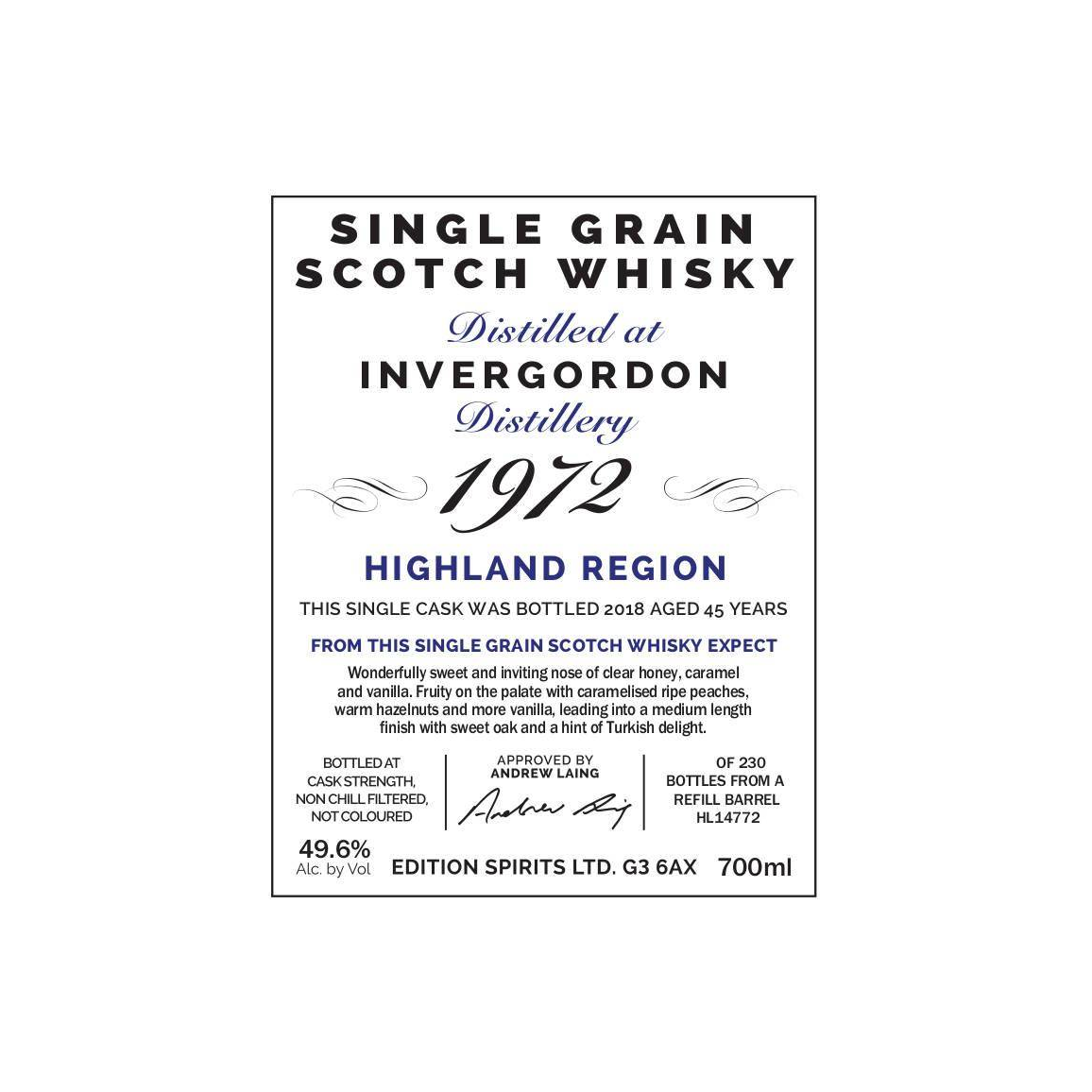 Invergordon The First Editions 1972 45 Years Single Grain Whisky 2