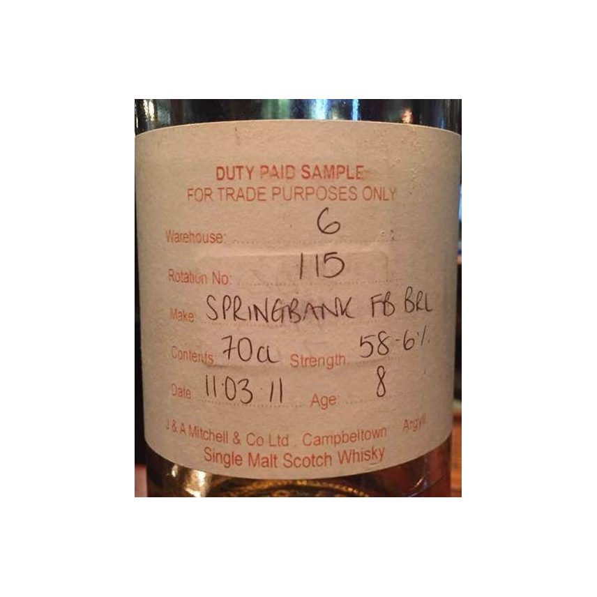 Springbank Duty Paid Sample - For Trade Purposes Only 2011 8 Years Single Malt Whisky
