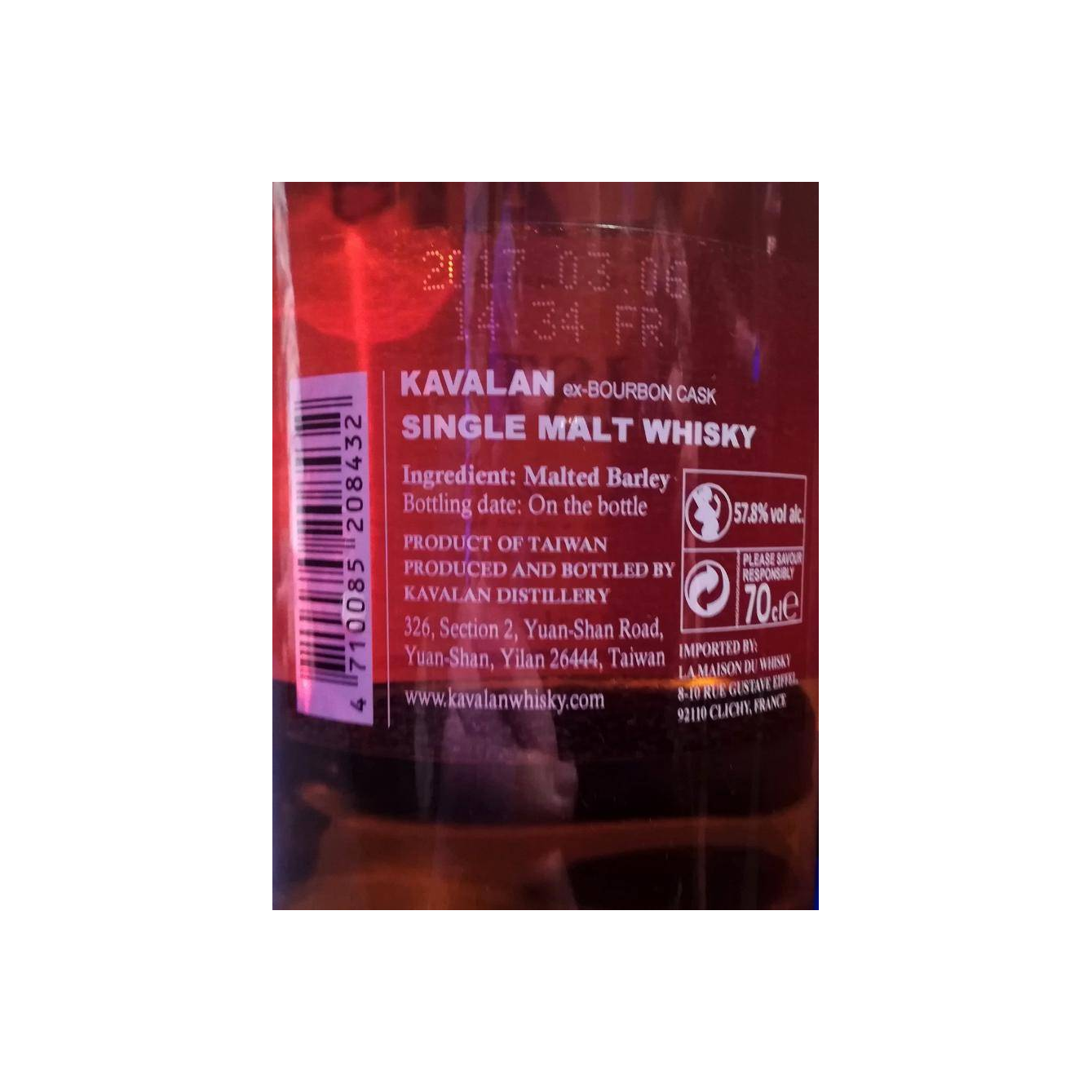 Kavalan ex-Bourbon Cask Single Malt Whisky 2