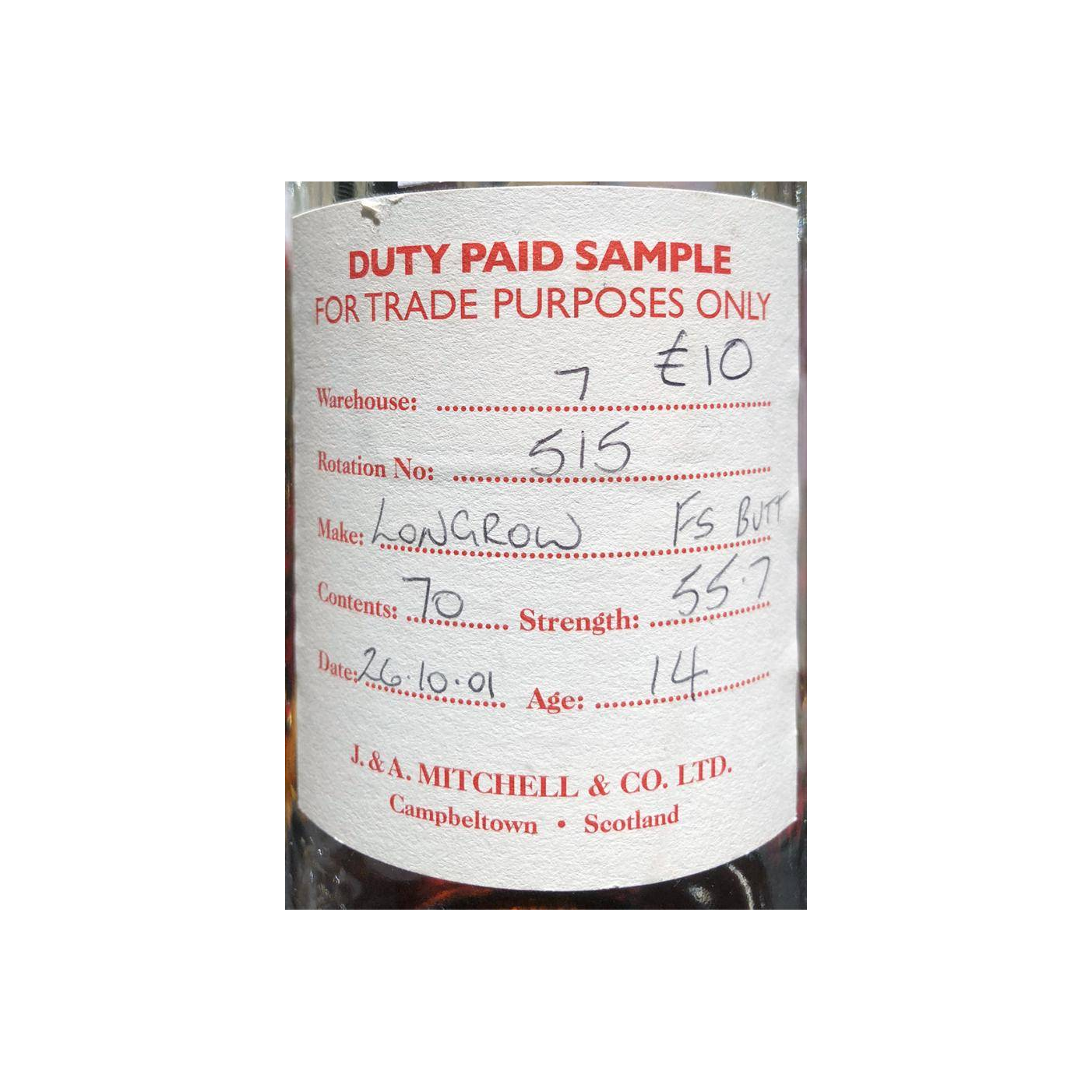 Longrow Duty Paid Sample - For Trade Purposes Only 2001 14 Years Single Malt Whisky