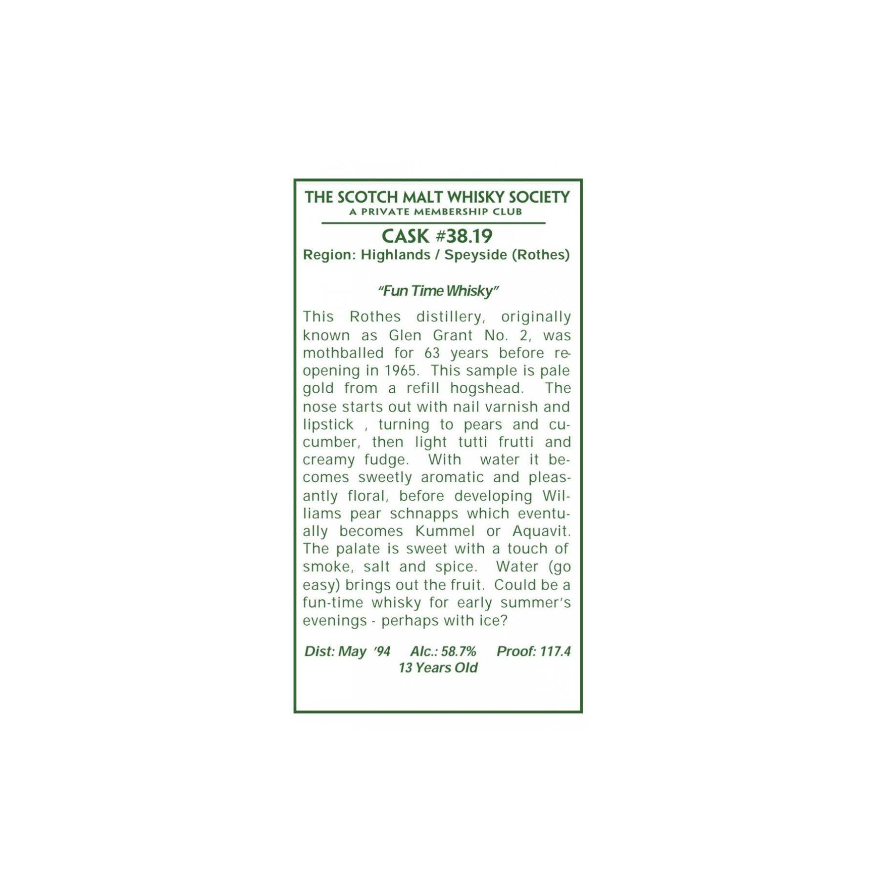 The Scotch Malt Whisky Society 1994 13 Years Single Malt Whisky