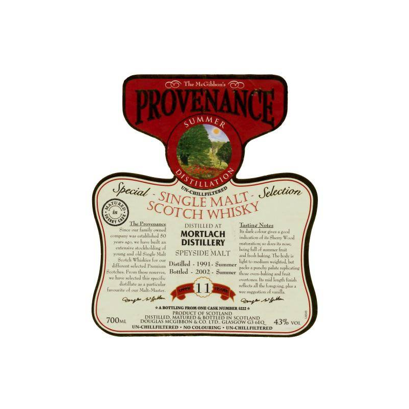 Mortlach McGibbon's Provenance 1991 11 Years Single Malt Whisky 2