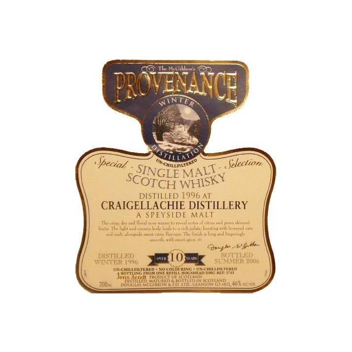 Craigellachie McGibbon's Provenance 1996 10 Years Single Malt Whisky