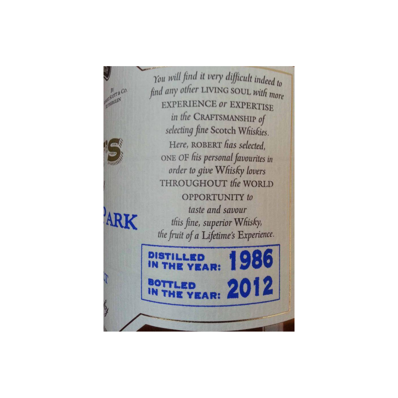 Highland Park 1986 26 Years Single Malt Whisky 3