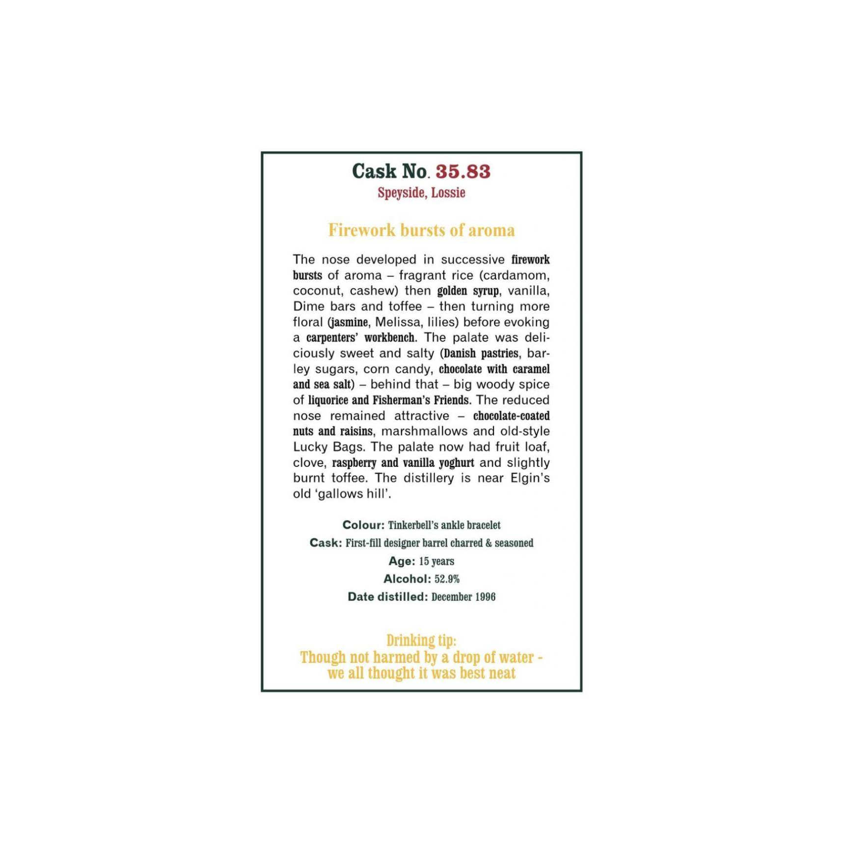 The Scotch Malt Whisky Society 1996 15 Years Single Malt Whisky